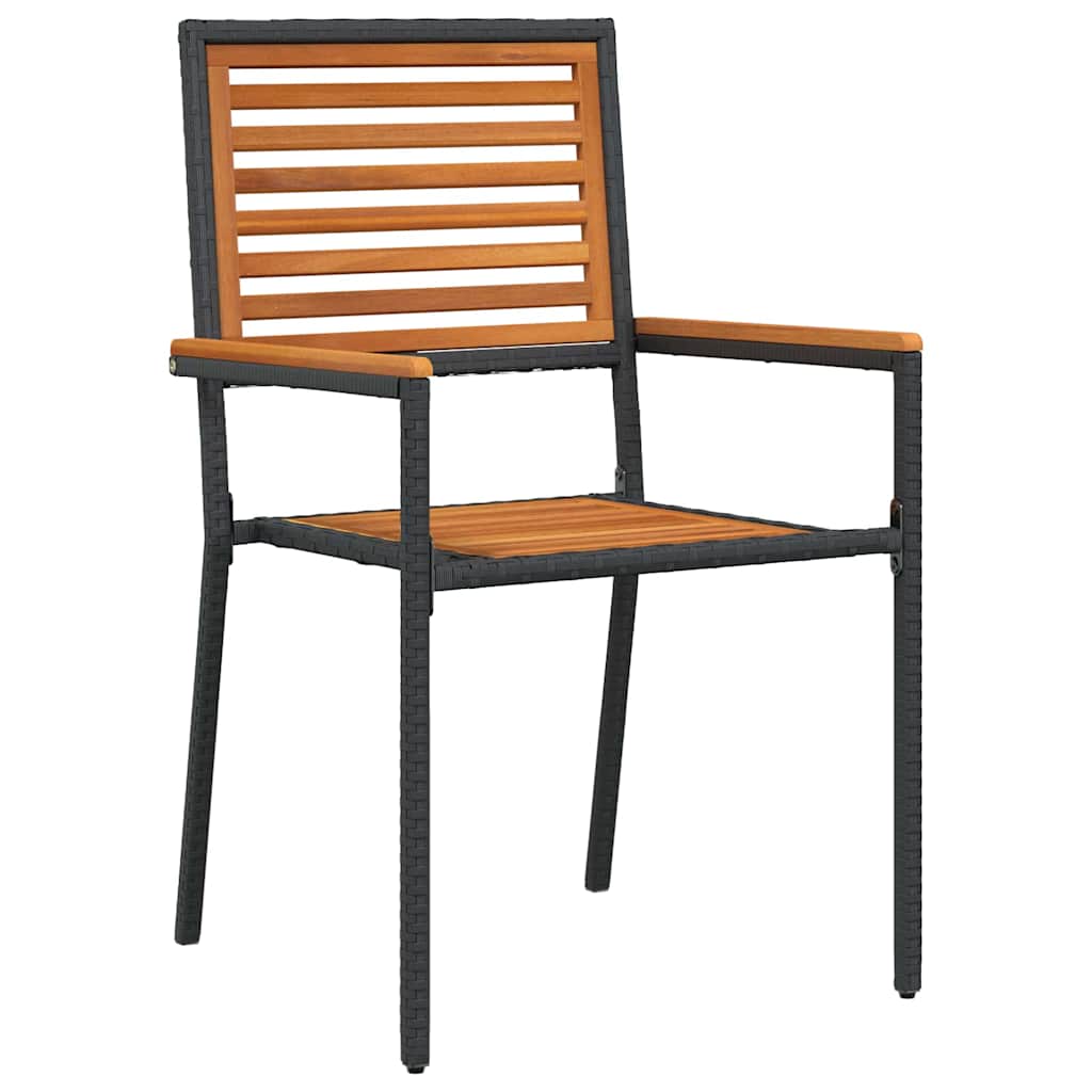 3 Delers Hage Spisegruppe Svart Poly Rattan Akacia
