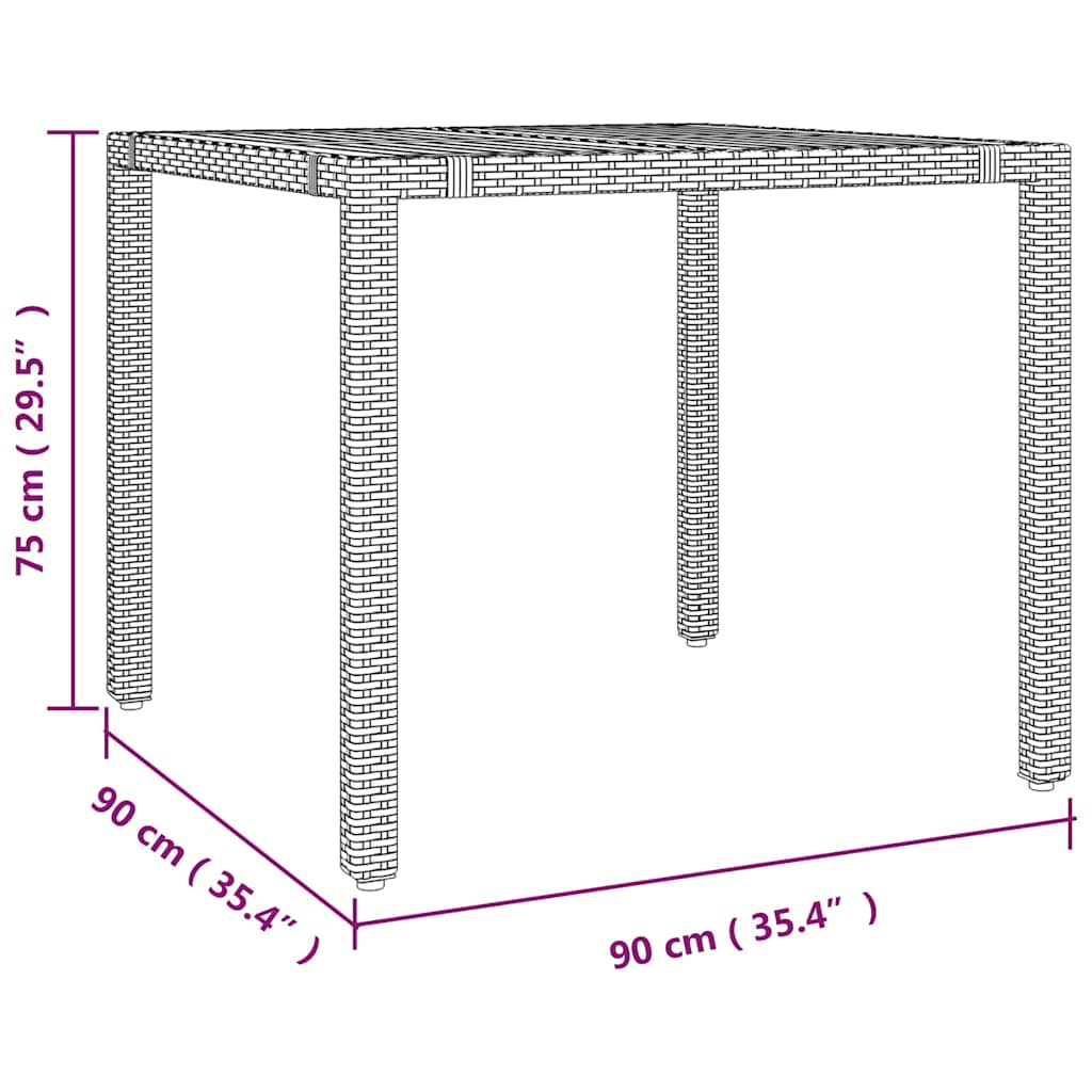 3 Delers Hage Spisegruppe Svart Poly Rattan Akacia