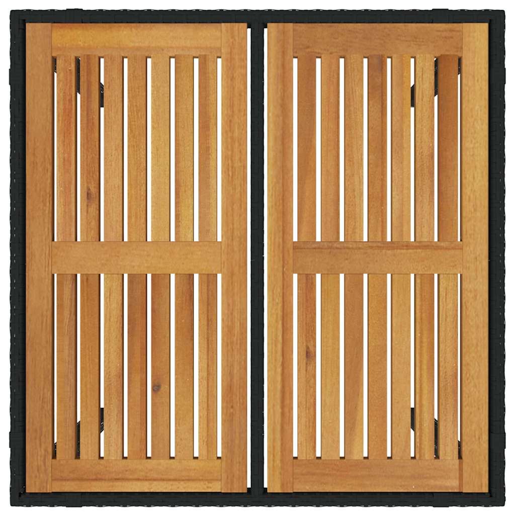 3 Delers Hage Spisegruppe Svart Poly Rattan Akacia