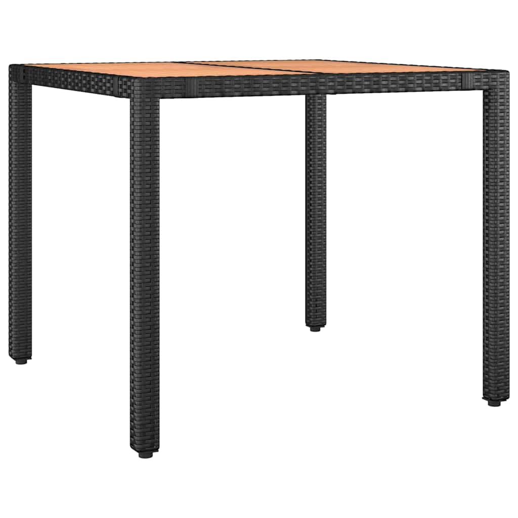 5-delt hagespisesett svart poly rattan akasie