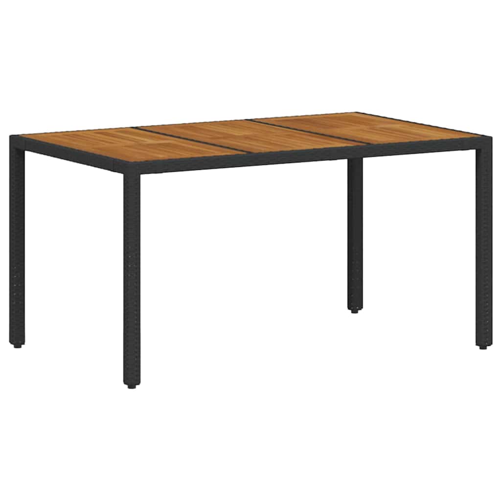 7 Delt Hage Spisegruppe Svart Poly Rattan Akacia
