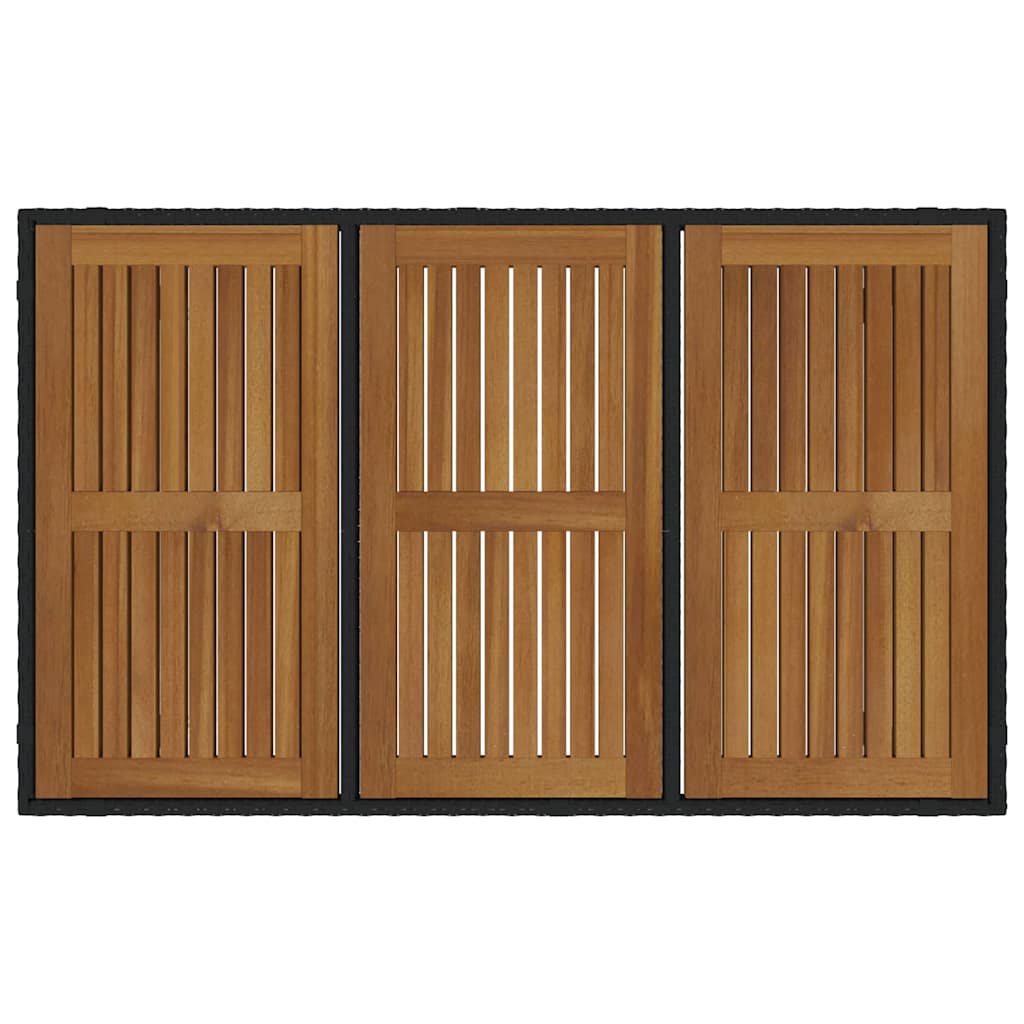 7 Delt Hage Spisegruppe Svart Poly Rattan Akacia