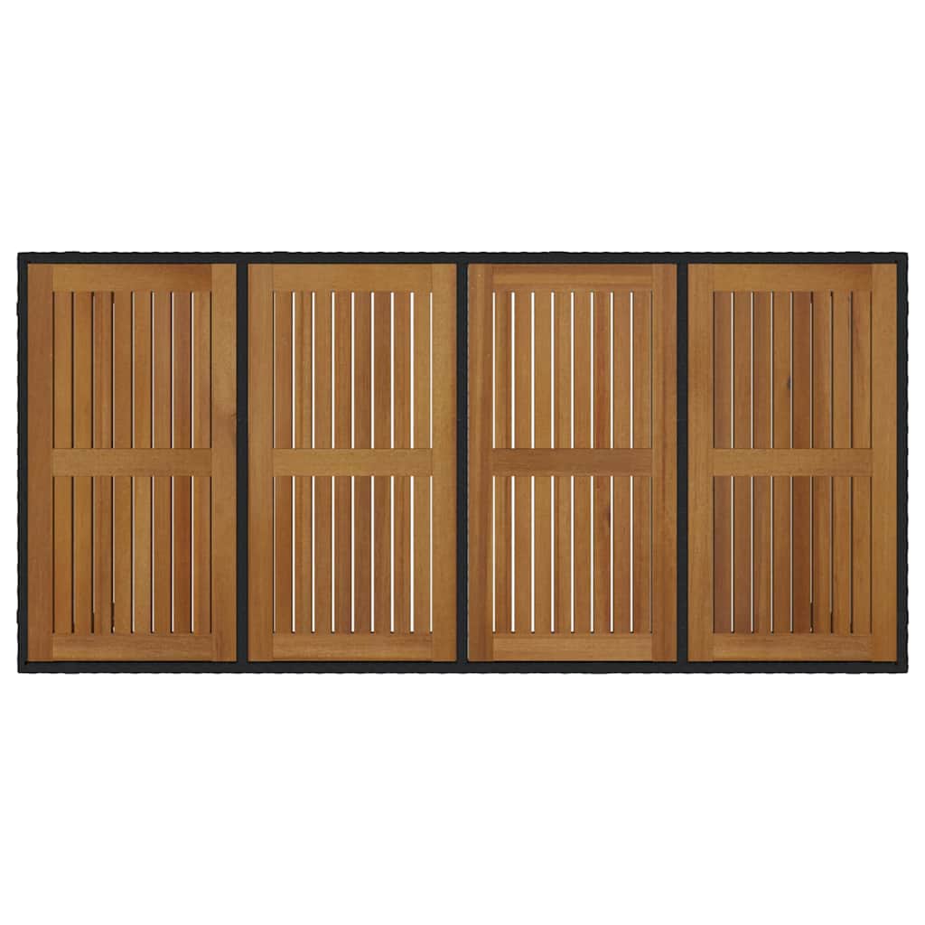 7 Delt Hage Spisebordsett Svart Poly Rattan Akasie
