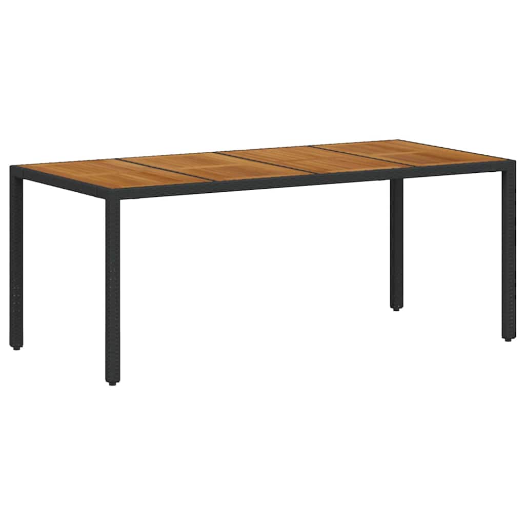 hage spisegruppe med 9 deler Sort Poly Rattan Akasia