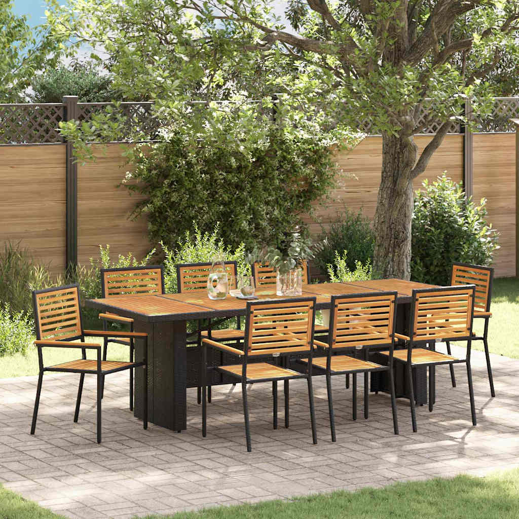 Hage Spisegruppe 9 pcs Svart 240 x 90 x 75 cm polyrotting