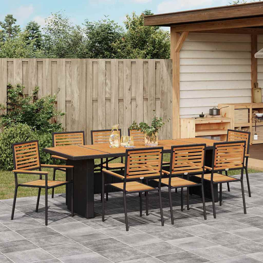 Hage Spisegruppe 9 pcs Svart 240 x 90 x 75 cm polyrotting