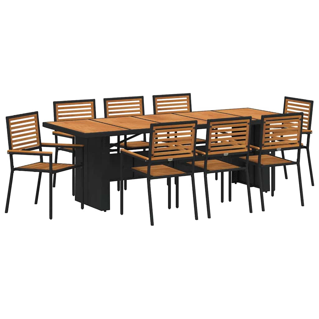 Hage Spisegruppe 9 pcs Svart 240 x 90 x 75 cm polyrotting