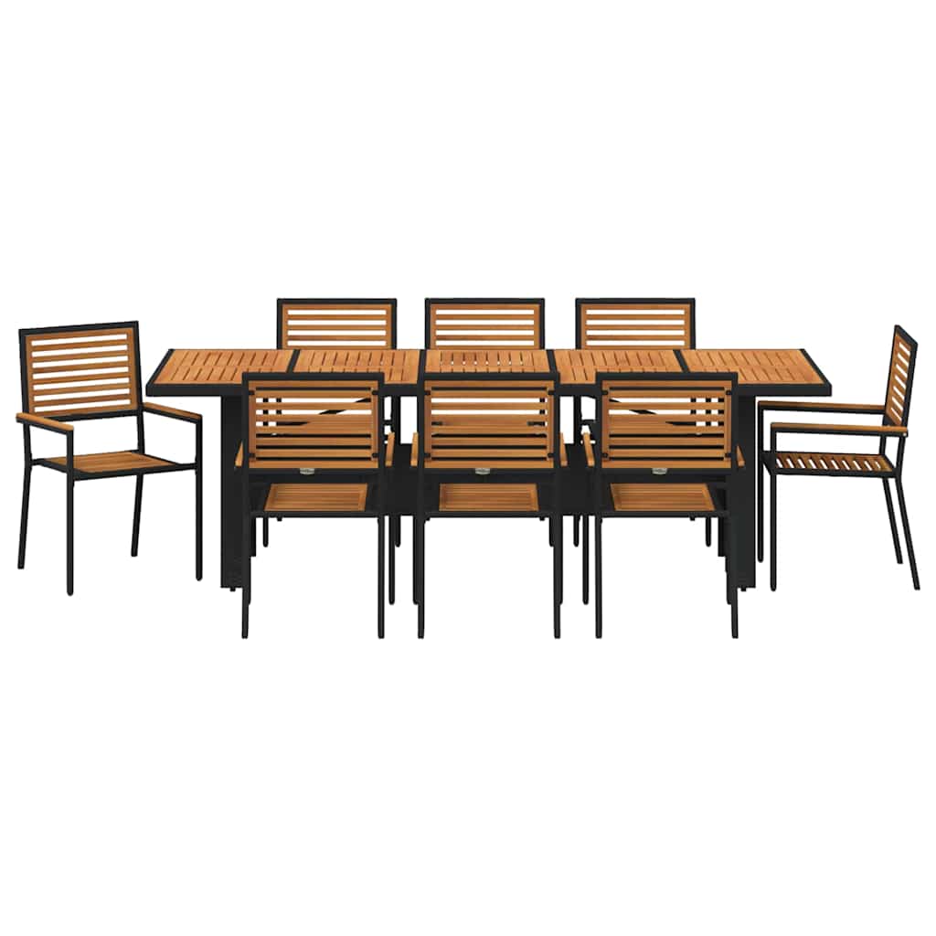 Hage Spisegruppe 9 pcs Svart 240 x 90 x 75 cm polyrotting