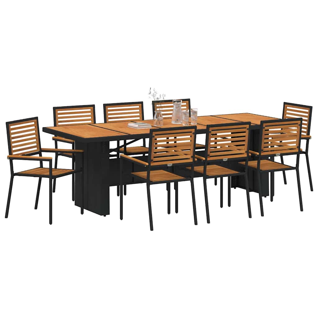 Hage Spisegruppe 9 pcs Svart 240 x 90 x 75 cm polyrotting