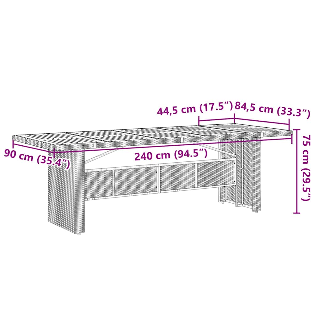 Hage Spisegruppe 9 pcs Svart 240 x 90 x 75 cm polyrotting
