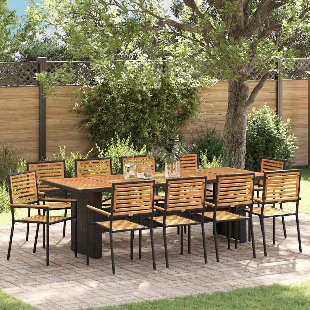 Hage Spisegruppe 11 pcs Svart 240 x 90 x 75 cm polyrotting