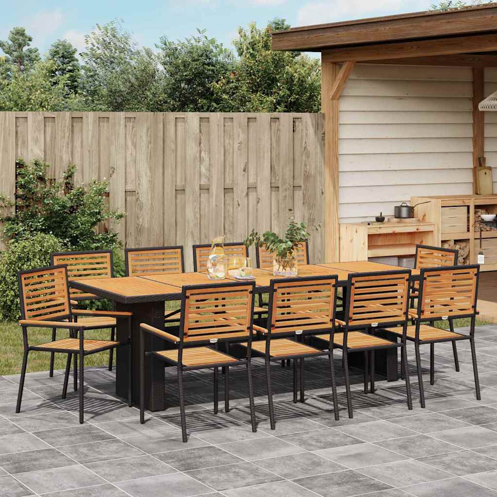 Hage Spisegruppe 11 pcs Svart 240 x 90 x 75 cm polyrotting