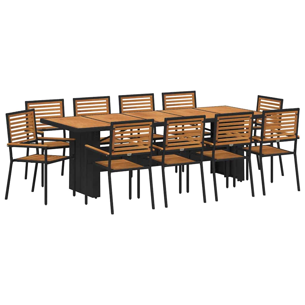 Hage Spisegruppe 11 pcs Svart 240 x 90 x 75 cm polyrotting