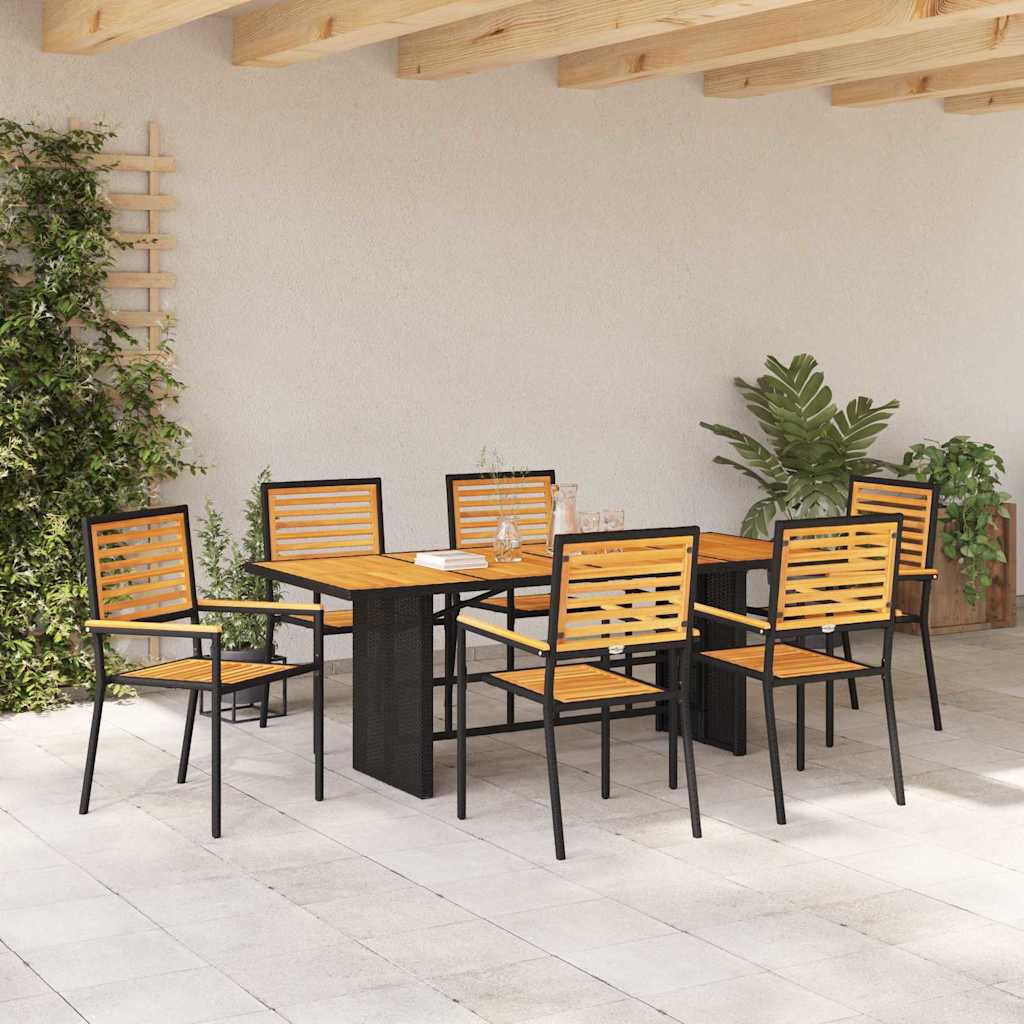 Hage Spisegruppe 7 pcs Svart 190 x 80 x 75 cm polyrotting