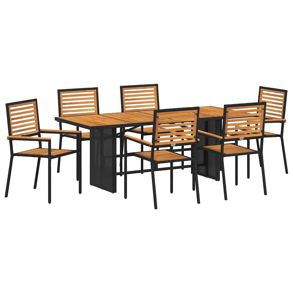Hage Spisegruppe 7 pcs Svart 190 x 80 x 75 cm polyrotting