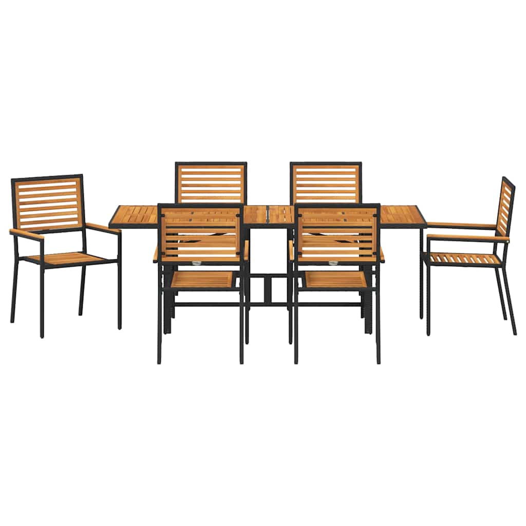Hage Spisegruppe 7 pcs Svart 190 x 80 x 75 cm polyrotting