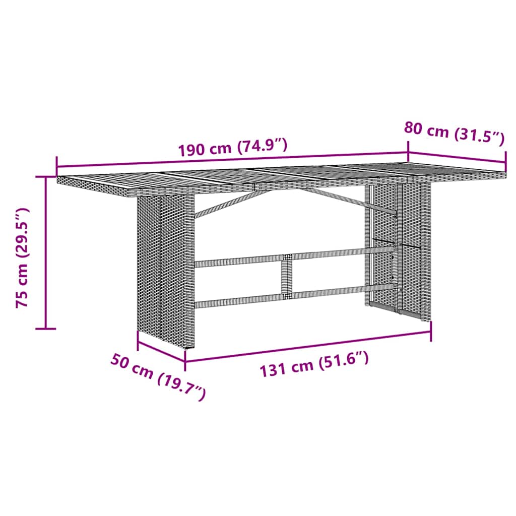 Hage Spisegruppe 7 pcs Svart 190 x 80 x 75 cm polyrotting