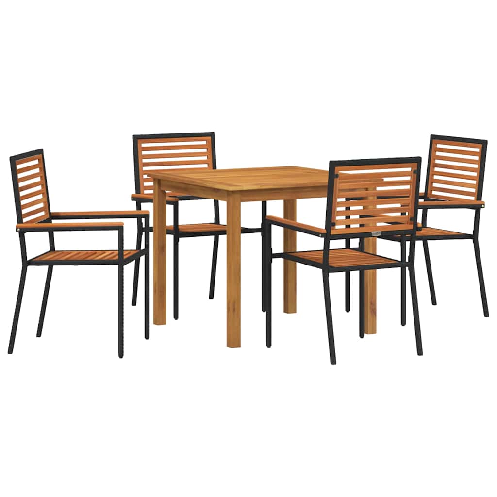 Hage spisebord 5 pcs Svart 85 x 85 x 74 cm Plast og tre