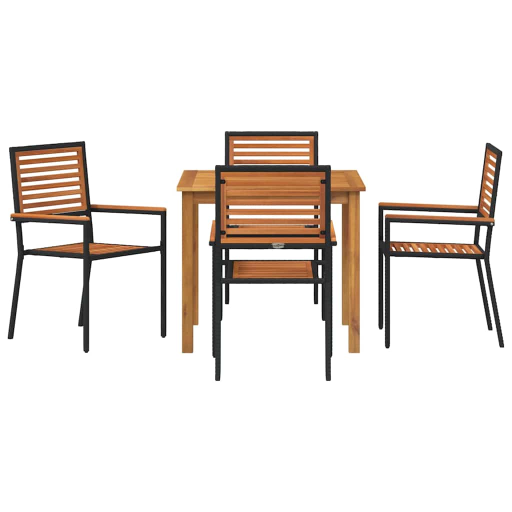 Hage spisebord 5 pcs Svart 85 x 85 x 74 cm Plast og tre