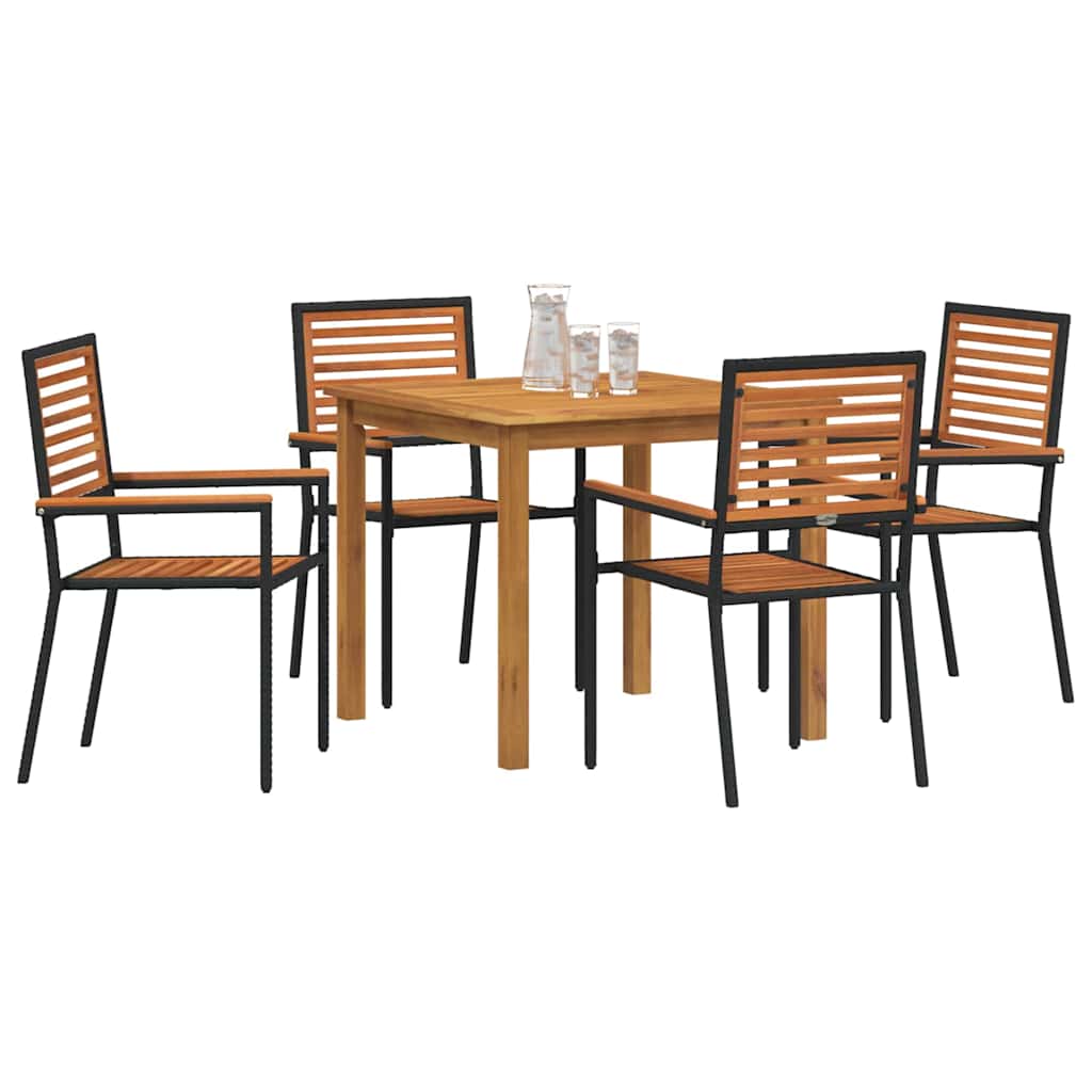 Hage spisebord 5 pcs Svart 85 x 85 x 74 cm Plast og tre