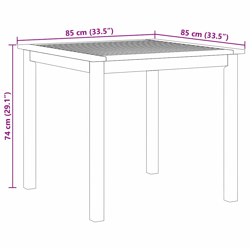 Hage spisebord 5 pcs Svart 85 x 85 x 74 cm Plast og tre