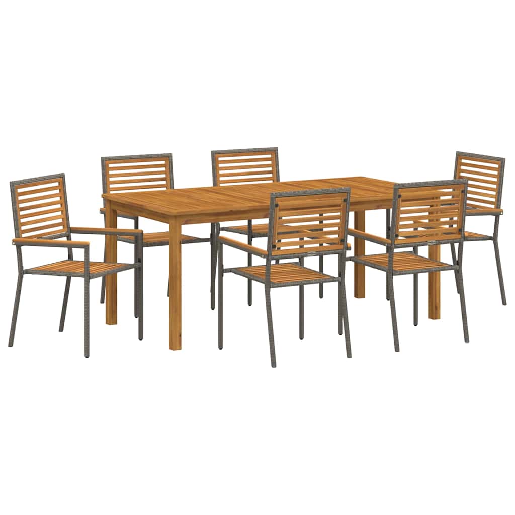 Hage Spisegruppe 7 pcs Grå Poly rattan