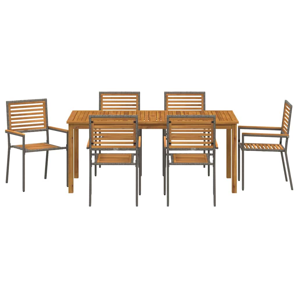 Hage Spisegruppe 7 pcs Grå Poly rattan