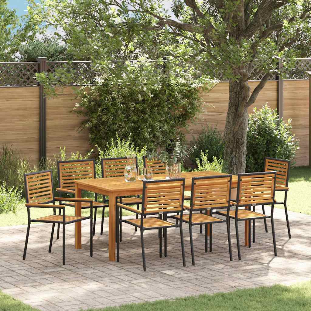 Hage Spisegruppe 9 pcs Svart Poly rattan