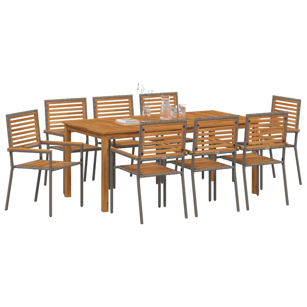 Hage Spisegruppe 9 pcs Grå Poly rattan