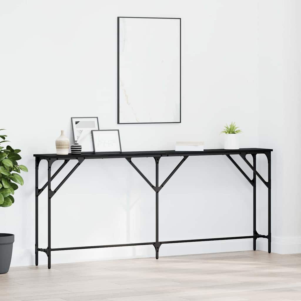 Konsollbord Svart Eik 180x23x75 cm Ingeniørtre