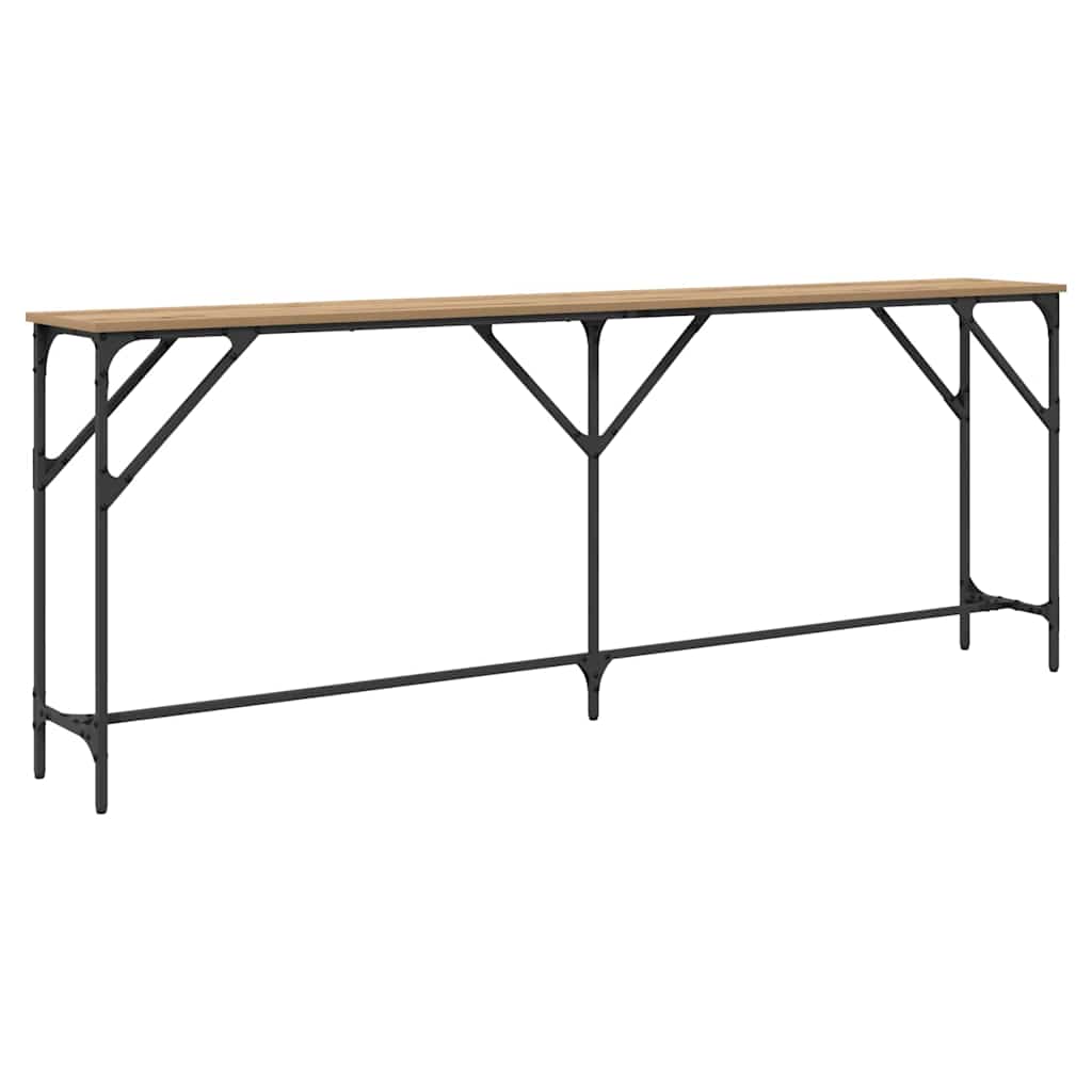 Konsollbord Håndlaget Eik 200x29x75 cm Behandlet Tre
