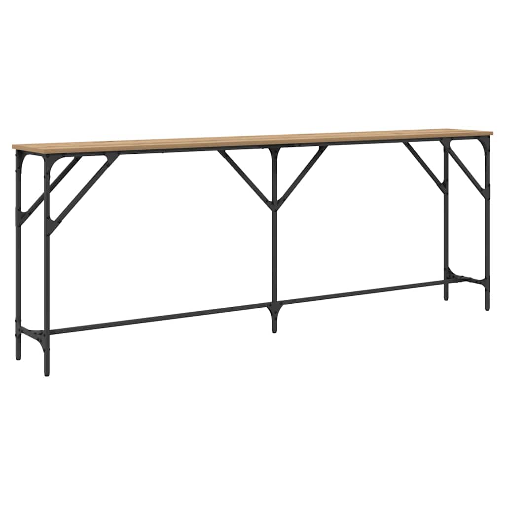 Konsollbord Håndlaget Eik 200x29x75 cm Behandlet Tre