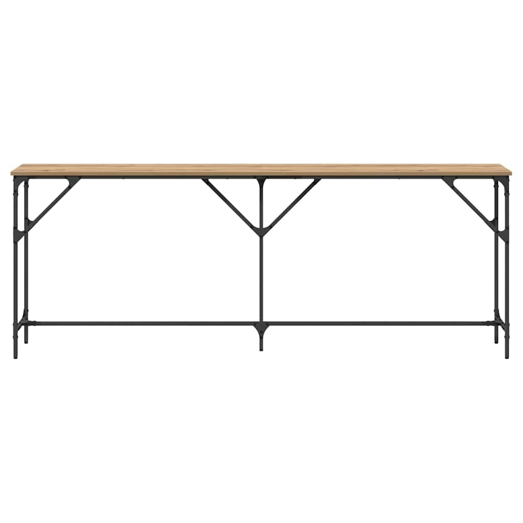 Konsollbord Håndlaget Eik 200x29x75 cm Behandlet Tre