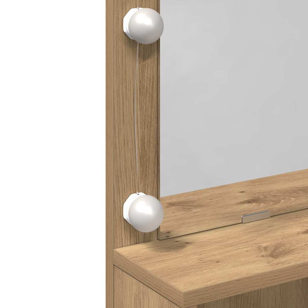 Sminkebord with LED Strip Lights med skuff artisan eik