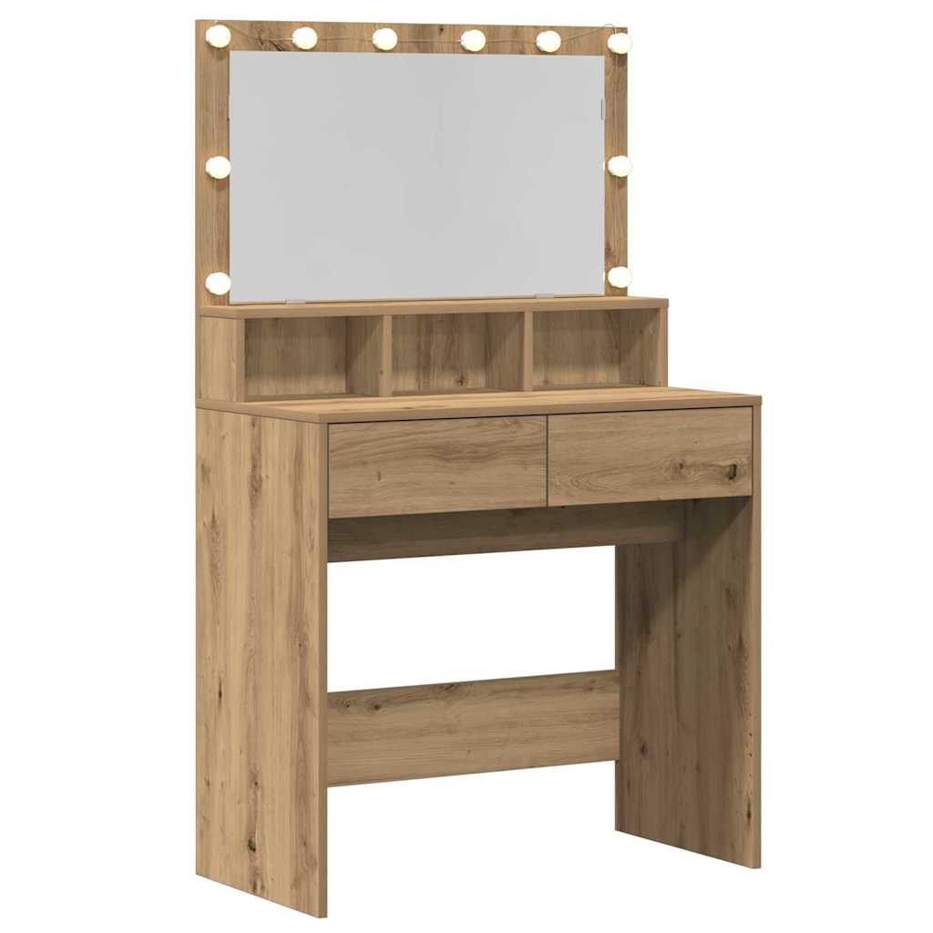 Sminkebord with LED Strip Lights med skuff artisan eik