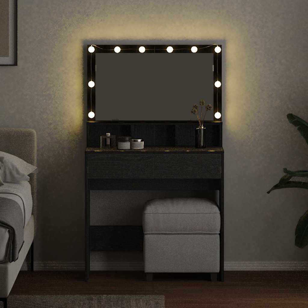 Sminkebord Svart eik 80 x 41 x 134.5 cm Konstruert tre