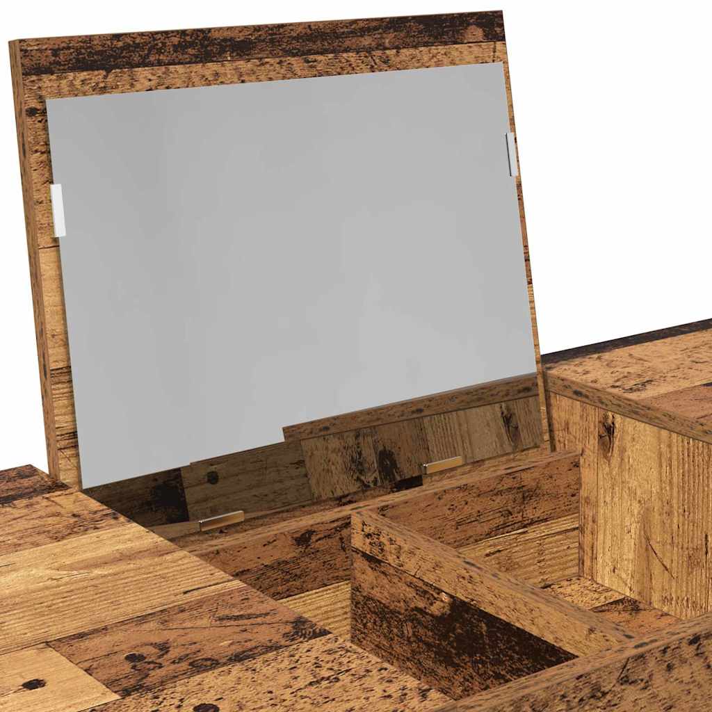 Dressingbord med speil Gamelt tre 100x45x76 cm