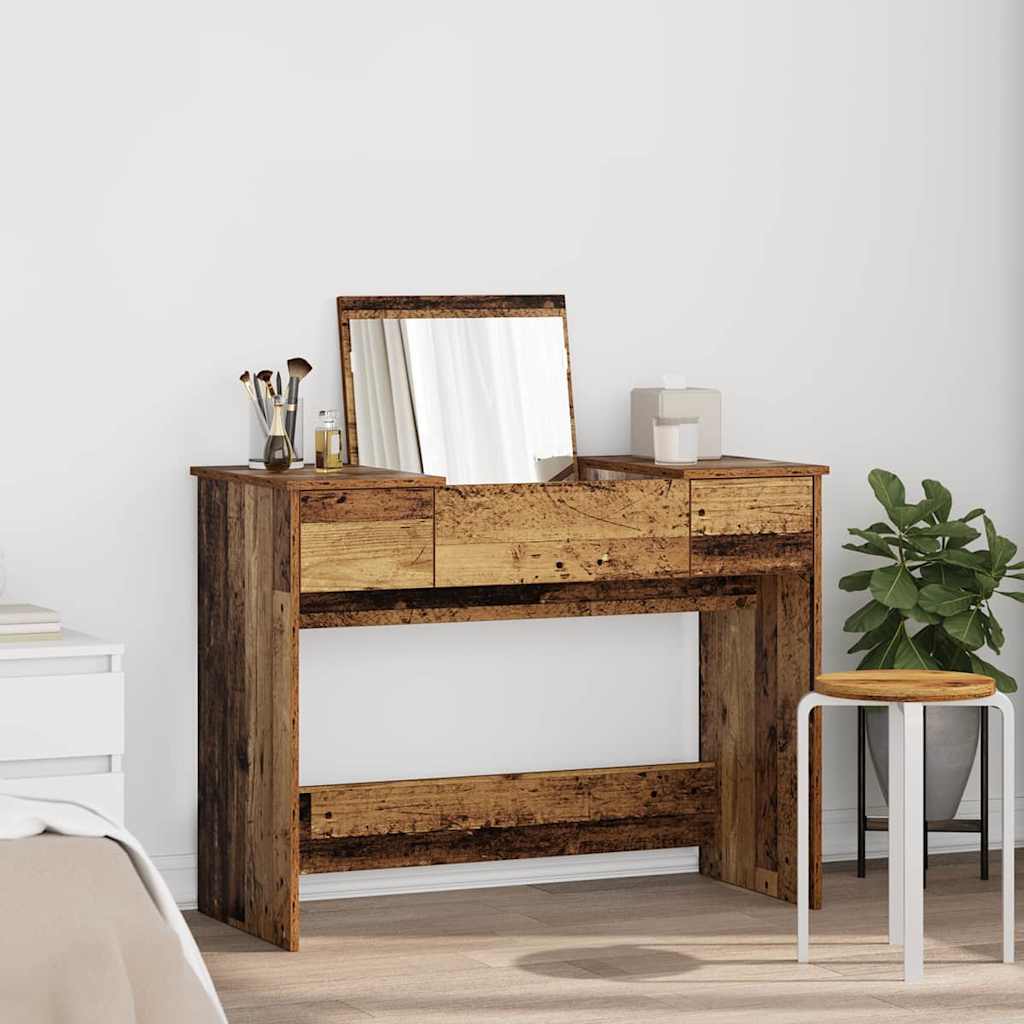 Dressingbord med speil Gamelt tre 100x45x76 cm