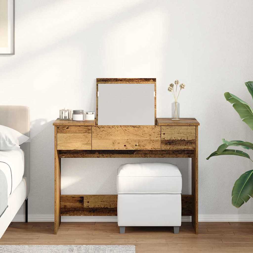 Dressingbord med speil Gamelt tre 100x45x76 cm