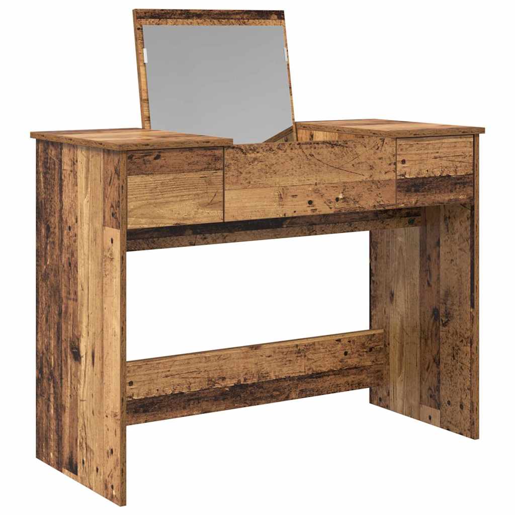 Dressingbord med speil Gamelt tre 100x45x76 cm