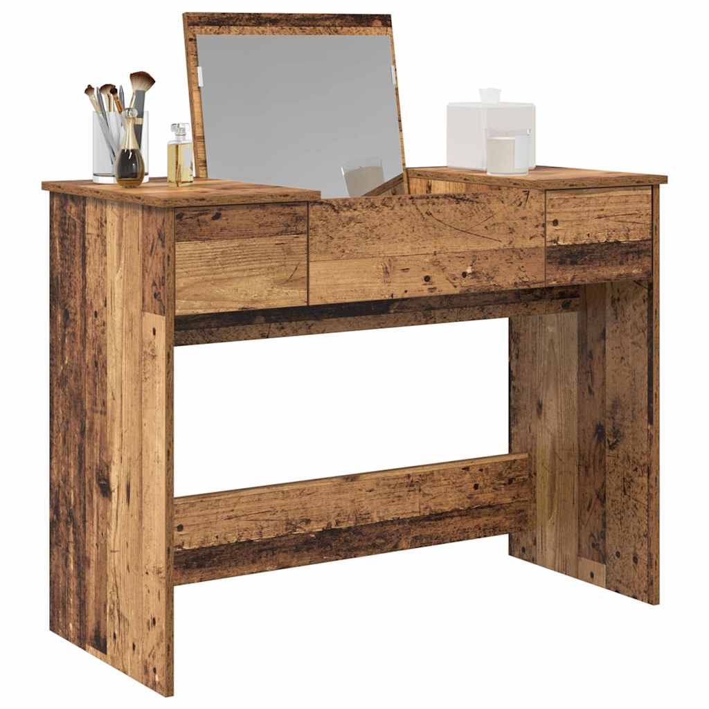Dressingbord med speil Gamelt tre 100x45x76 cm