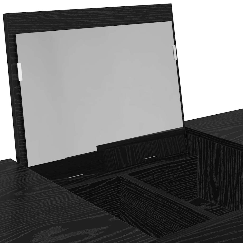 Sminkebord med speil Svart Eik 100x45x76 cm