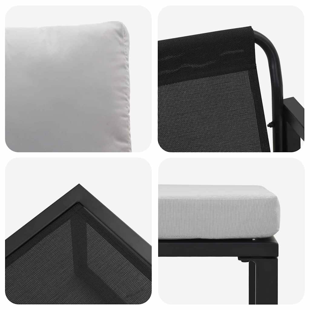 Hagesofa Set 4 pcs Svart 61 x 72.5 x 71 cm Stål
