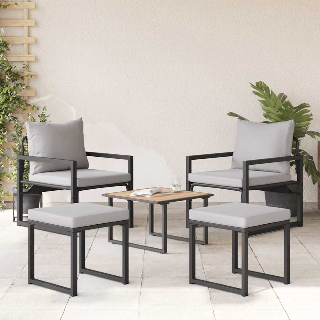 Hagesofa Set 4 pcs Svart 61 x 72.5 x 71 cm Stål