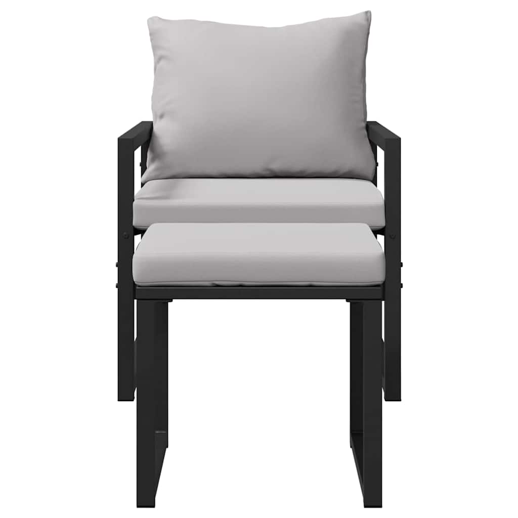 Hagesofa Set 4 pcs Svart 61 x 72.5 x 71 cm Stål