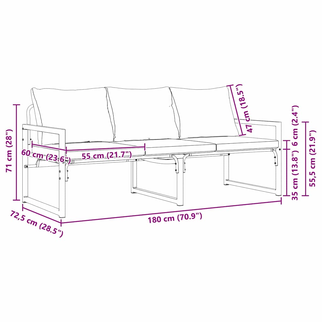 Hagebenk Svart 61 x 72.5 x 71 cm Stål