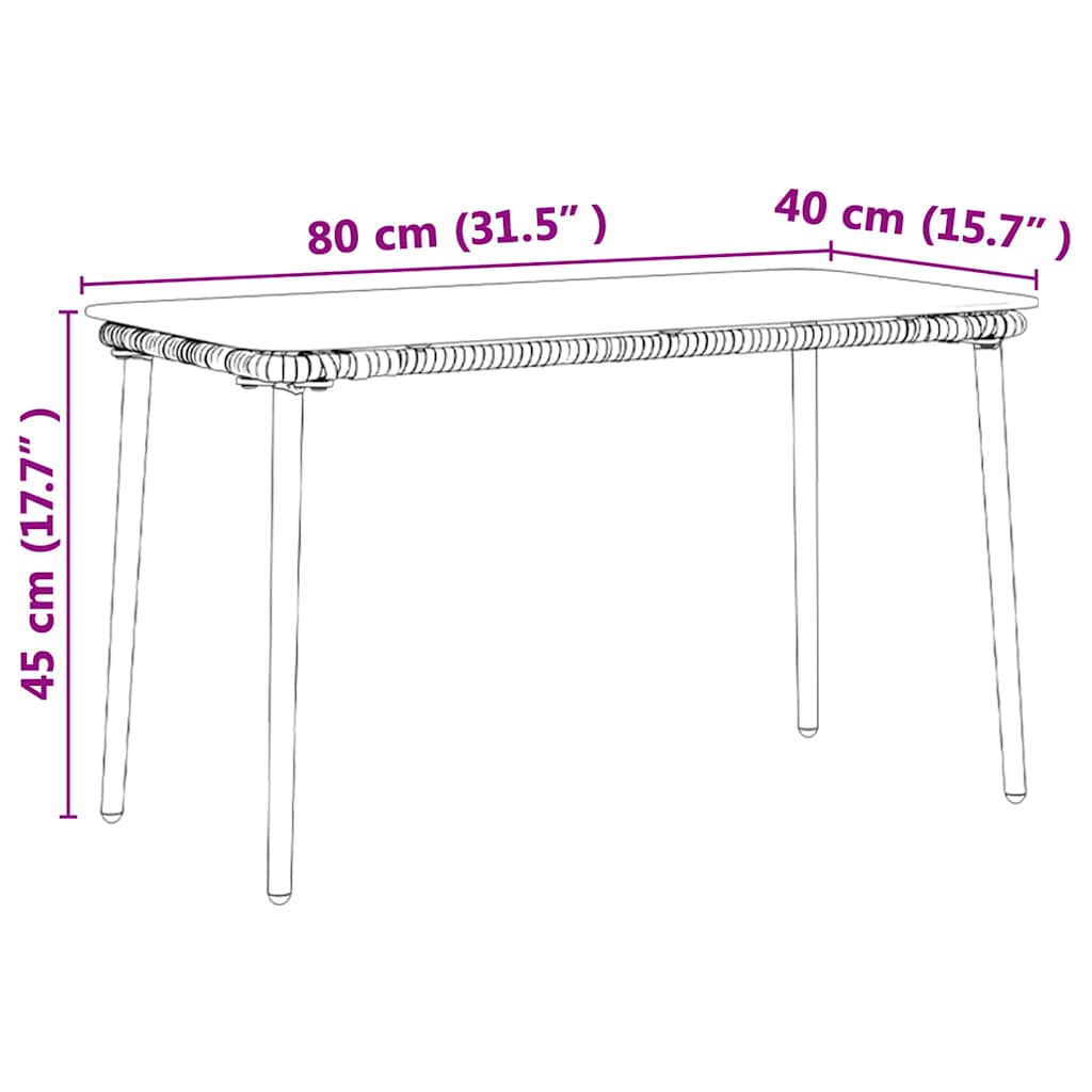 Hagebord Svart 80 x 40 x 45 cm Poly rattan