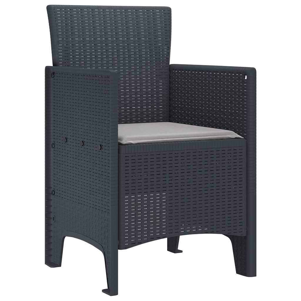 Hagemøbler med Puter 2 stk Antrasitt Poly Rattan