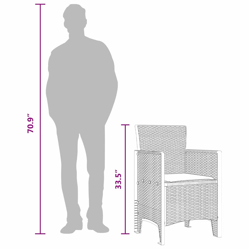 Hage Stol 4 pcs Antrasitt 53 x 49 x 85 cm PP