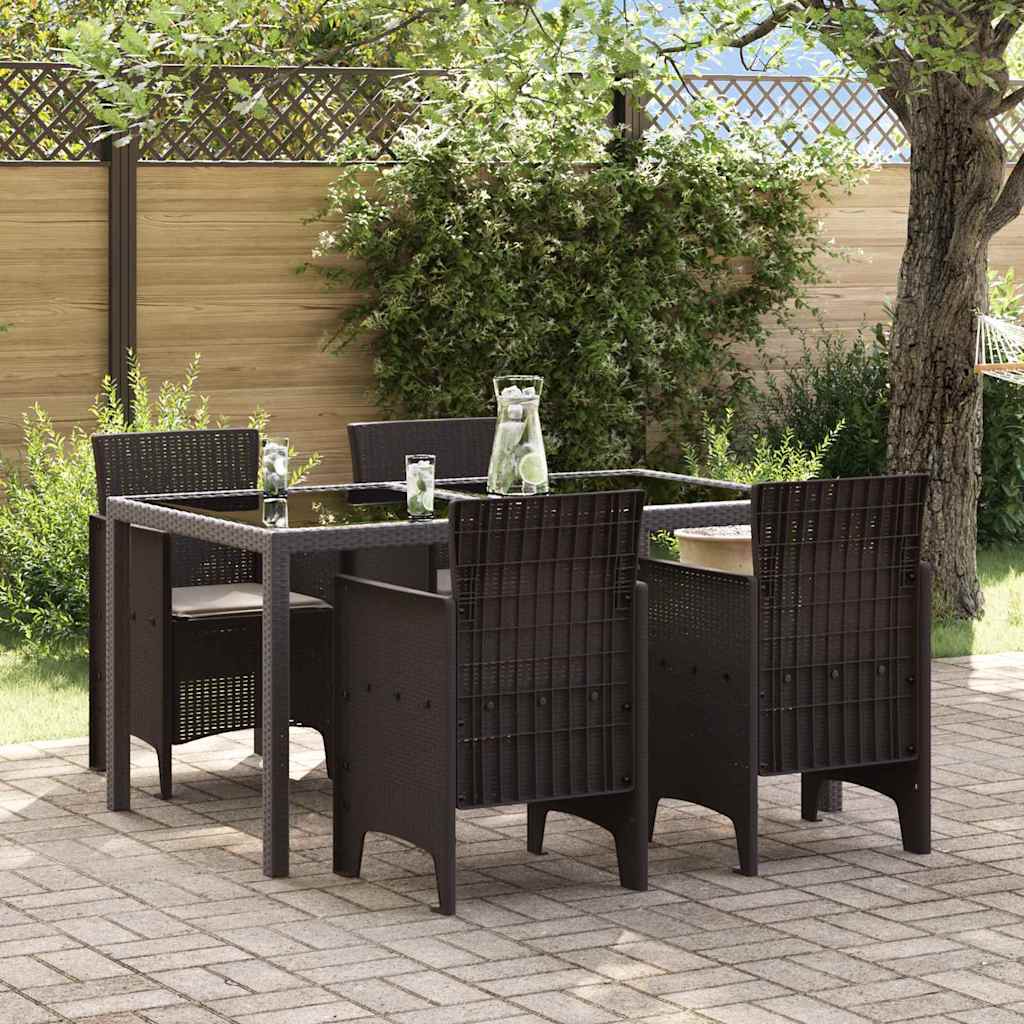 Hagemøbler med puter 4 pcs Brun Standard Polypropen